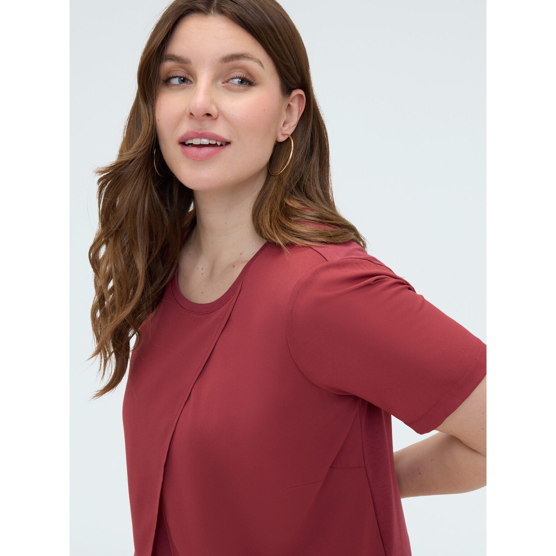 Fiorella Rubino - Camiseta bimatérica con detalle cartera - Rojo