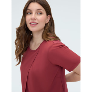 Fiorella Rubino - Camiseta bimatérica con detalle cartera - Rojo