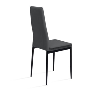Chaises Jade en velours et pieds noirs - Gris anthracite