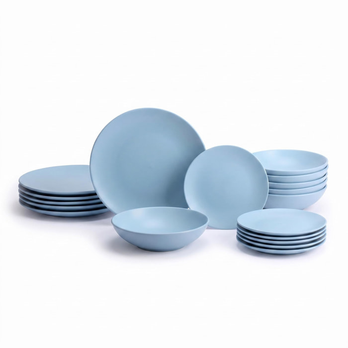 Servizio piatti 18 pezzi in ceramica - AZZURRO