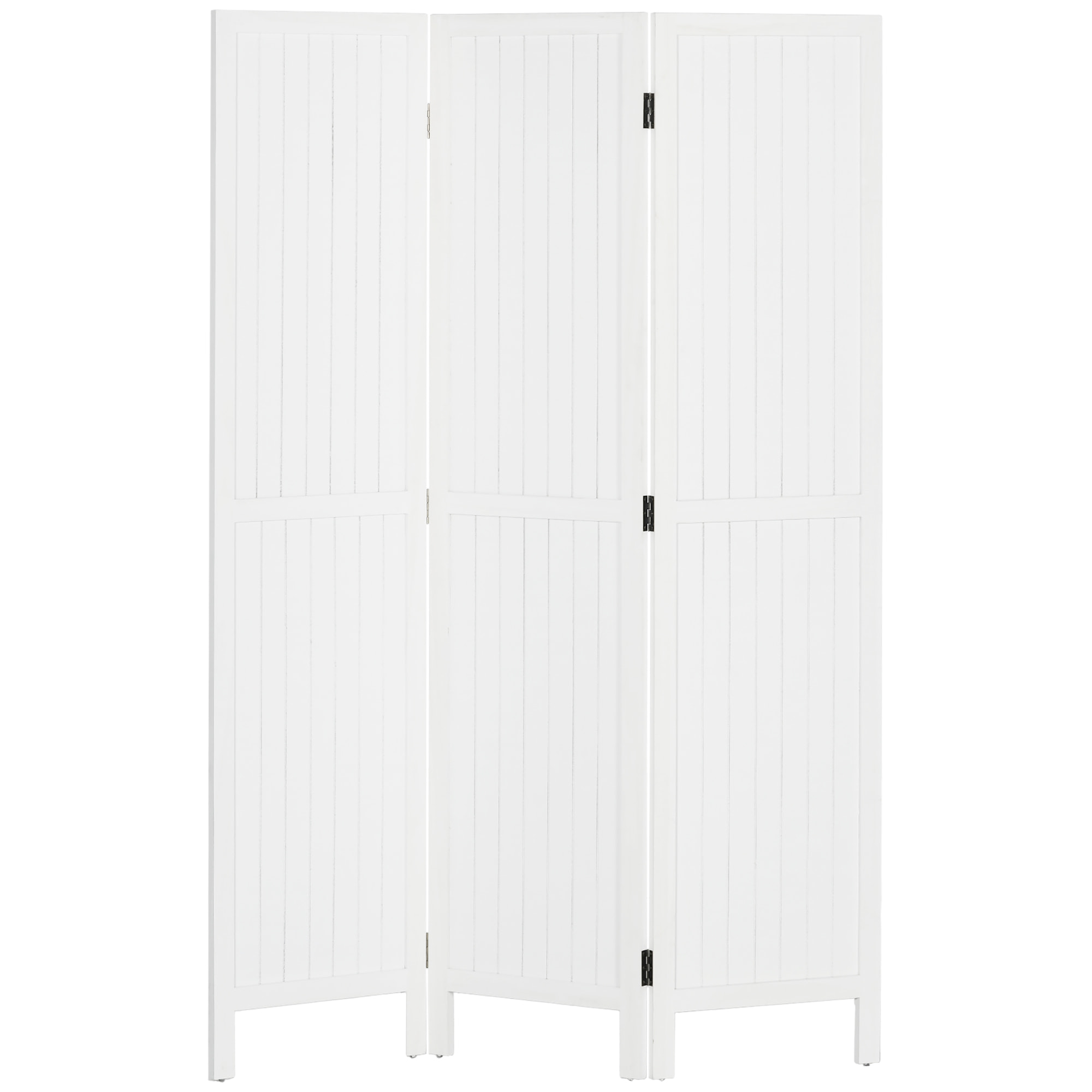 Biombo de 3 Paneles Divisor de Habitación Plegable 120x1,8x170 cm Separador de Ambientes con Pantalla de Privacidad Estilo Rústico para Oficina Dormitorio Salón Blanco