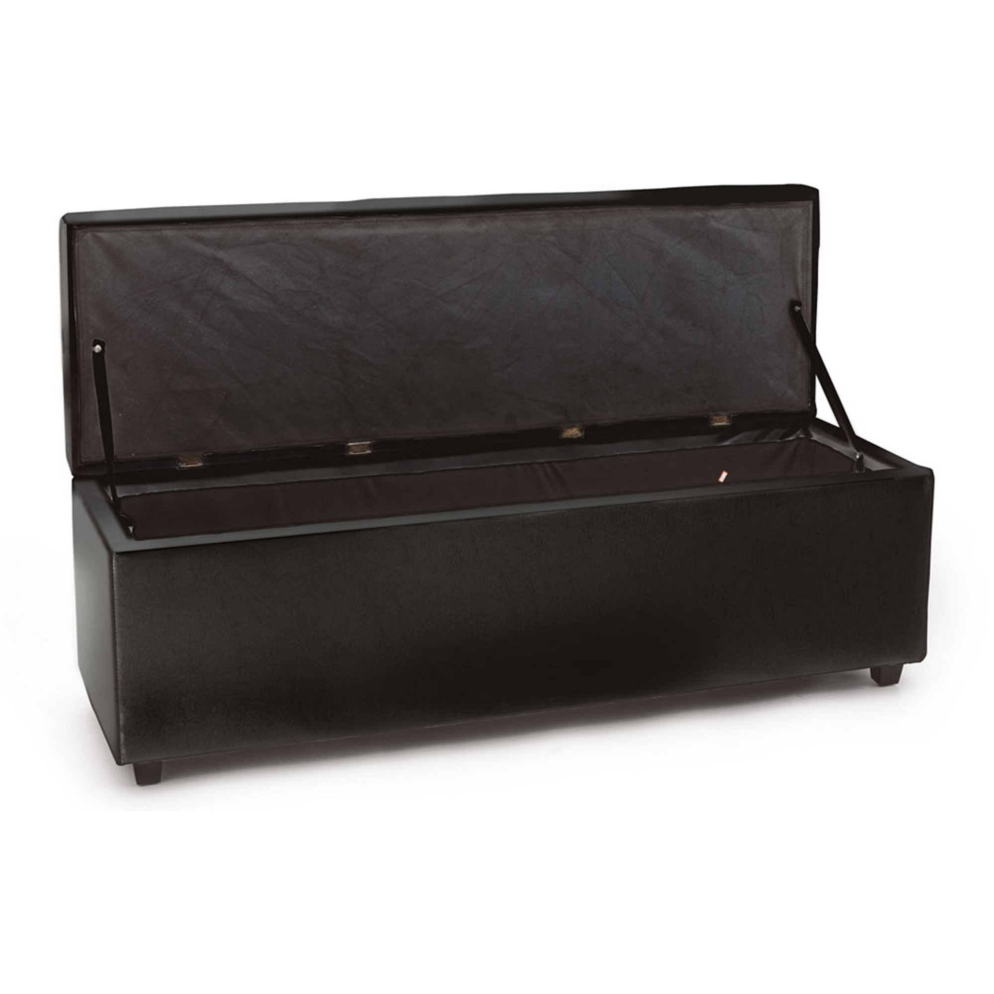 Banc coffre Tomasucci NICE BLACK, revêtement en similicuir noir, 140 × 47 × 44 cm