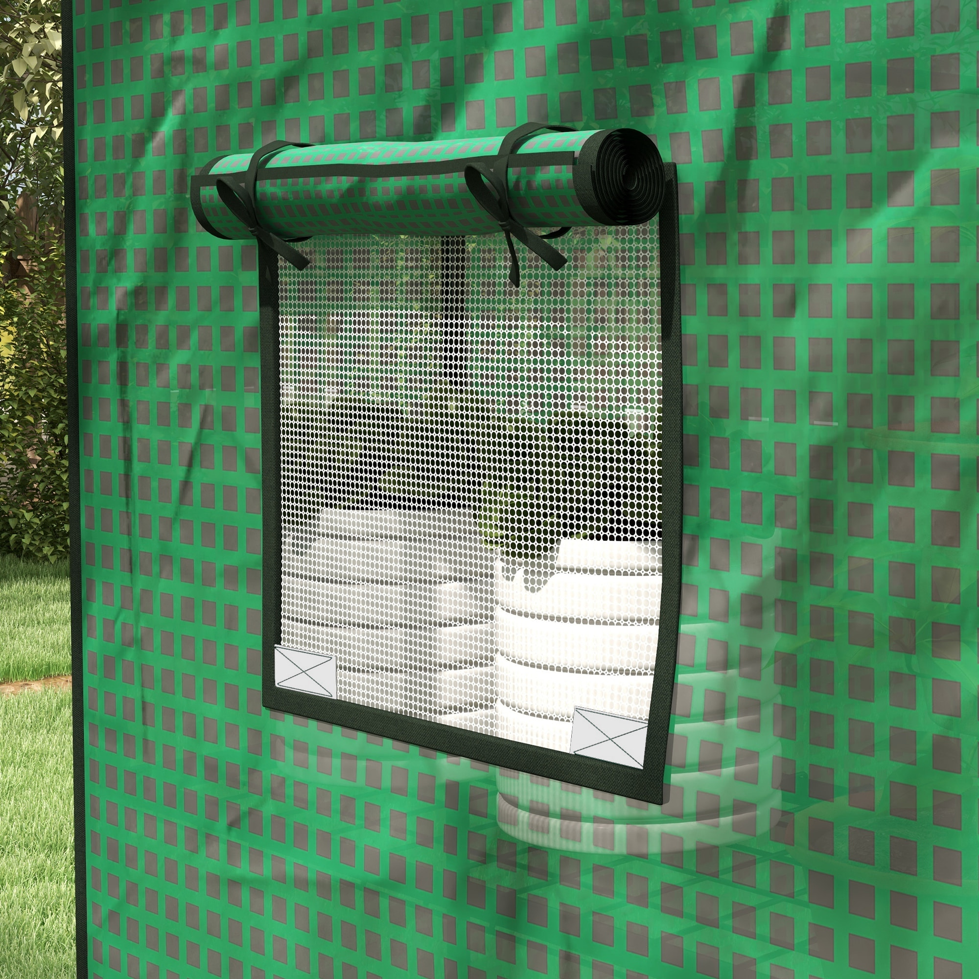 Cubierta de Invernadero 140x73x190 cm Cubierta de Repuesto de Invernadero con Ventana Puerta con Cremallera Anti-UV Protección de Plantas para Jardín Verde