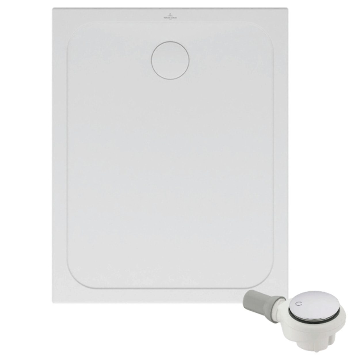 Receveur de douche antidérapant 120 x 80 Lifetime Plus Cerasoft céramique blanc + Bonde chromé
