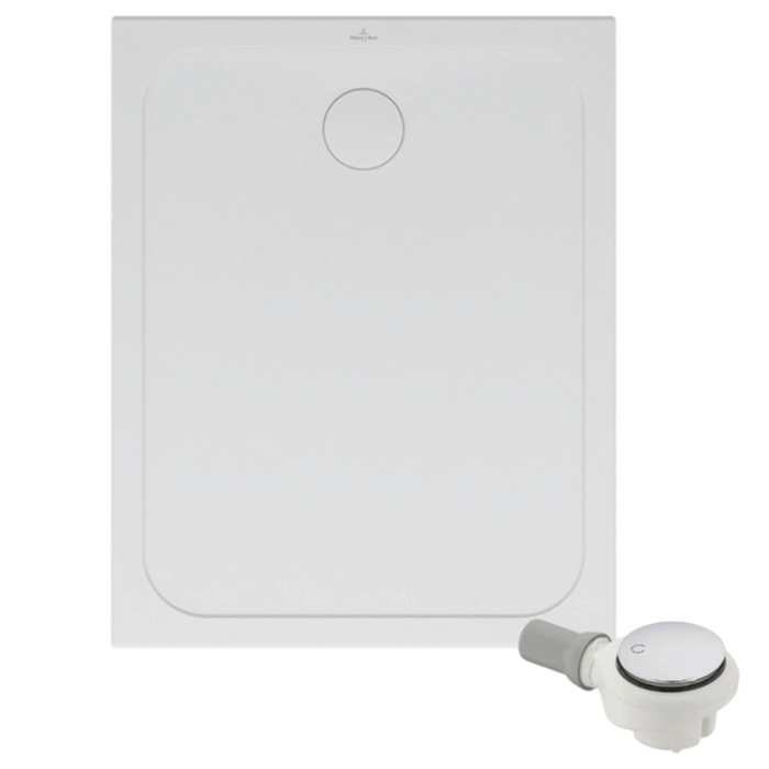 Receveur de douche antidérapant 120 x 80 Lifetime Plus Cerasoft céramique blanc + Bonde chromé