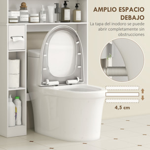 Estantería sobre Inodoro Mueble sobre Inodoro con Estante Ajustable 2 Puertas Soporte para Papel Higiénico y Estantes Abiertos Ahorra Espacio Armario para lavadora para Baño Blanco