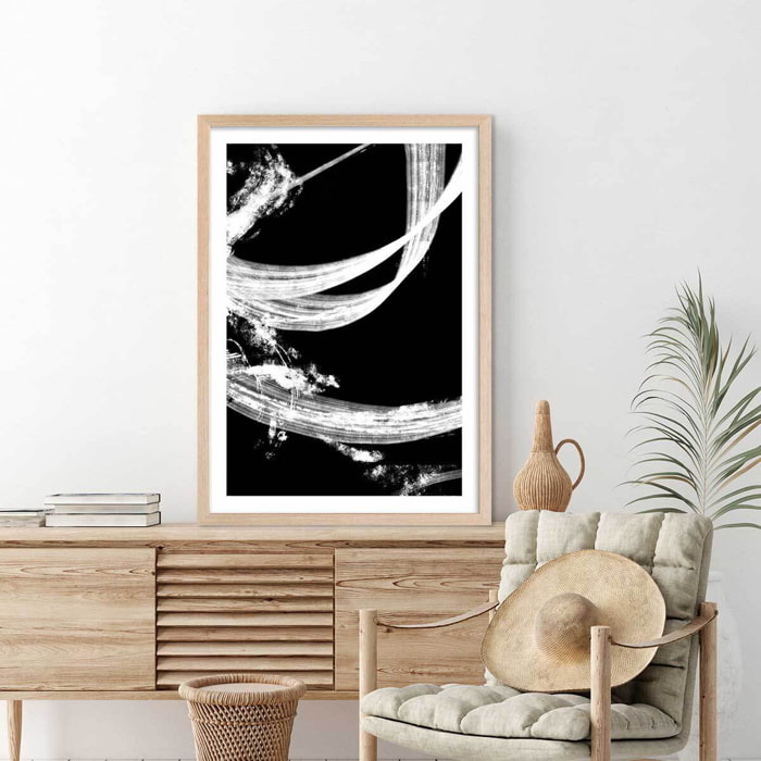 Affiche Coup de pinceau phototype Affiche + cadre en bois - Chêne