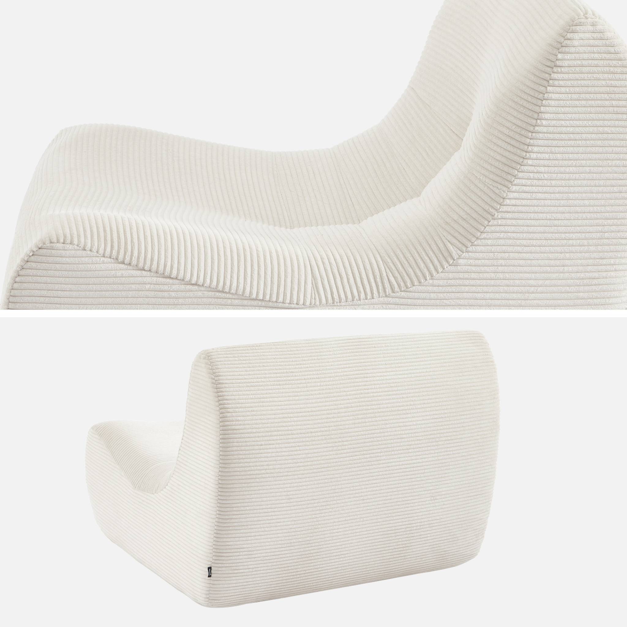 Chauffeuse velours côtelé 3 places crème L 91 x P 105 x H 72 cm - SOKOL