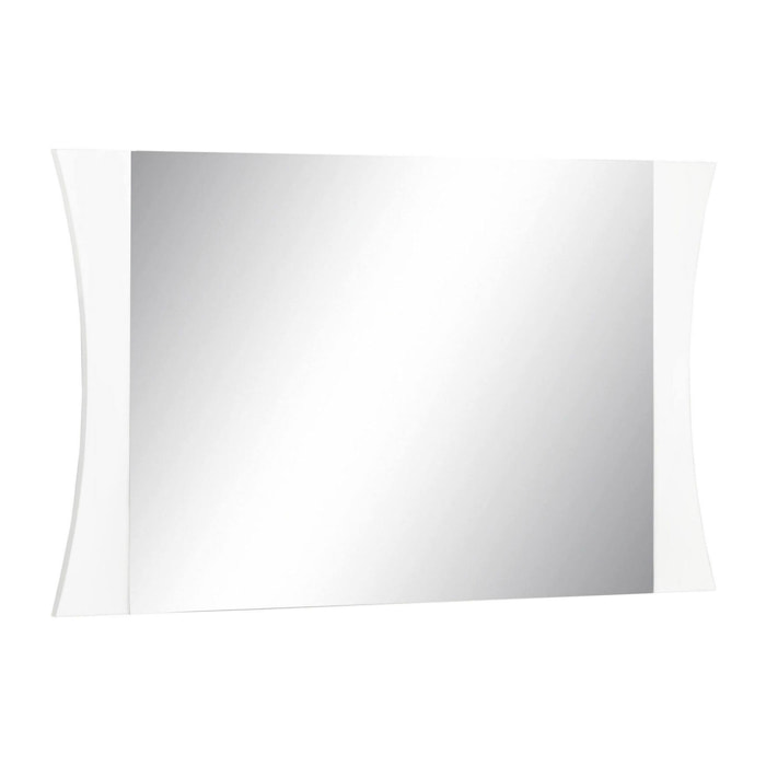 Specchio Frida, Specchio da bagno, 100% Made in Italy, cm 110x2h60, Bianco lucido