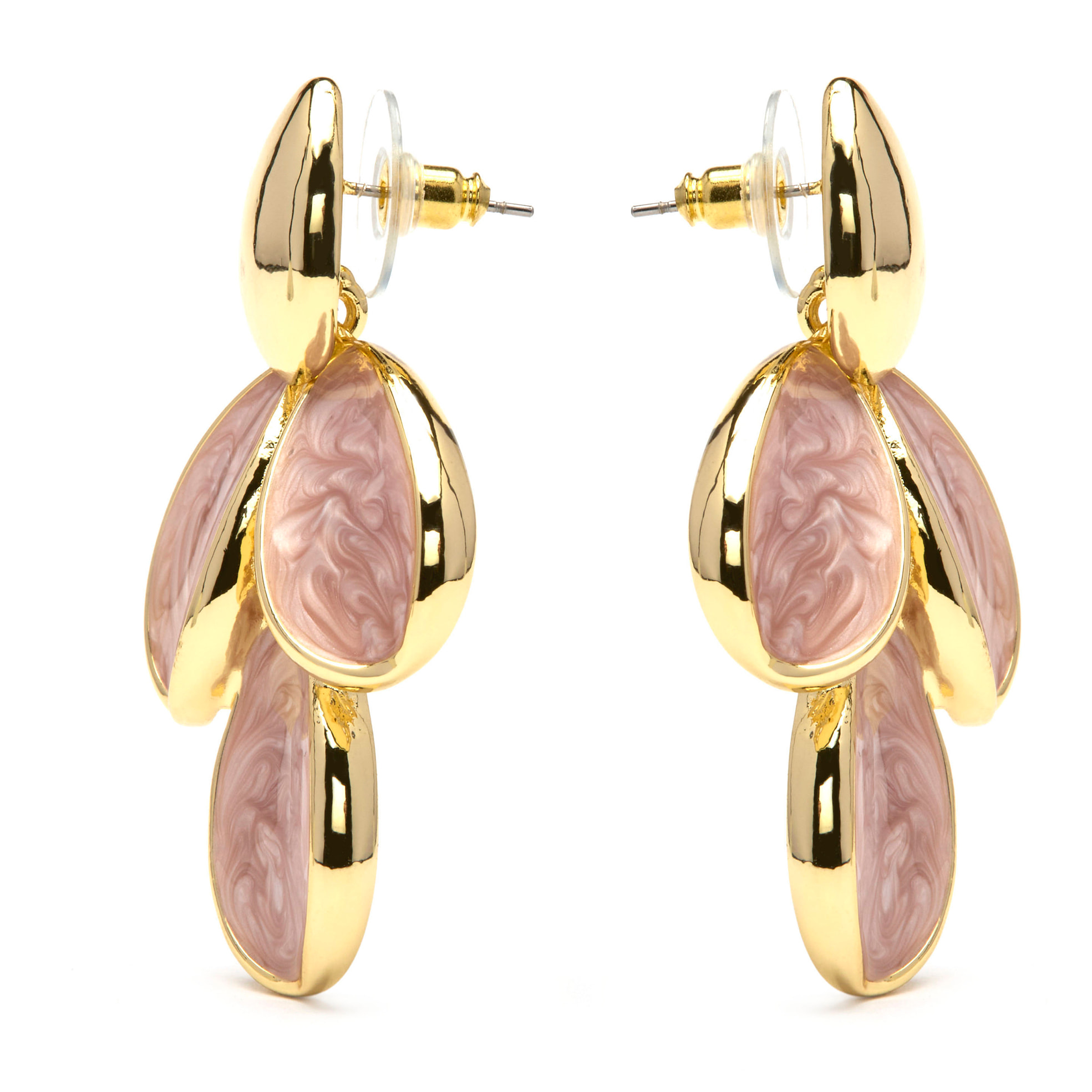 Pendientes de Lacado Rosa acabado en oro amarillo 18k