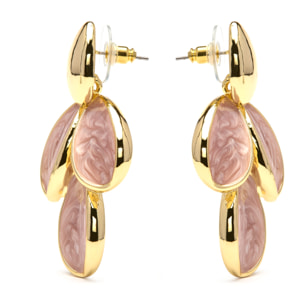 Pendientes de Lacado Rosa acabado en oro amarillo 18k