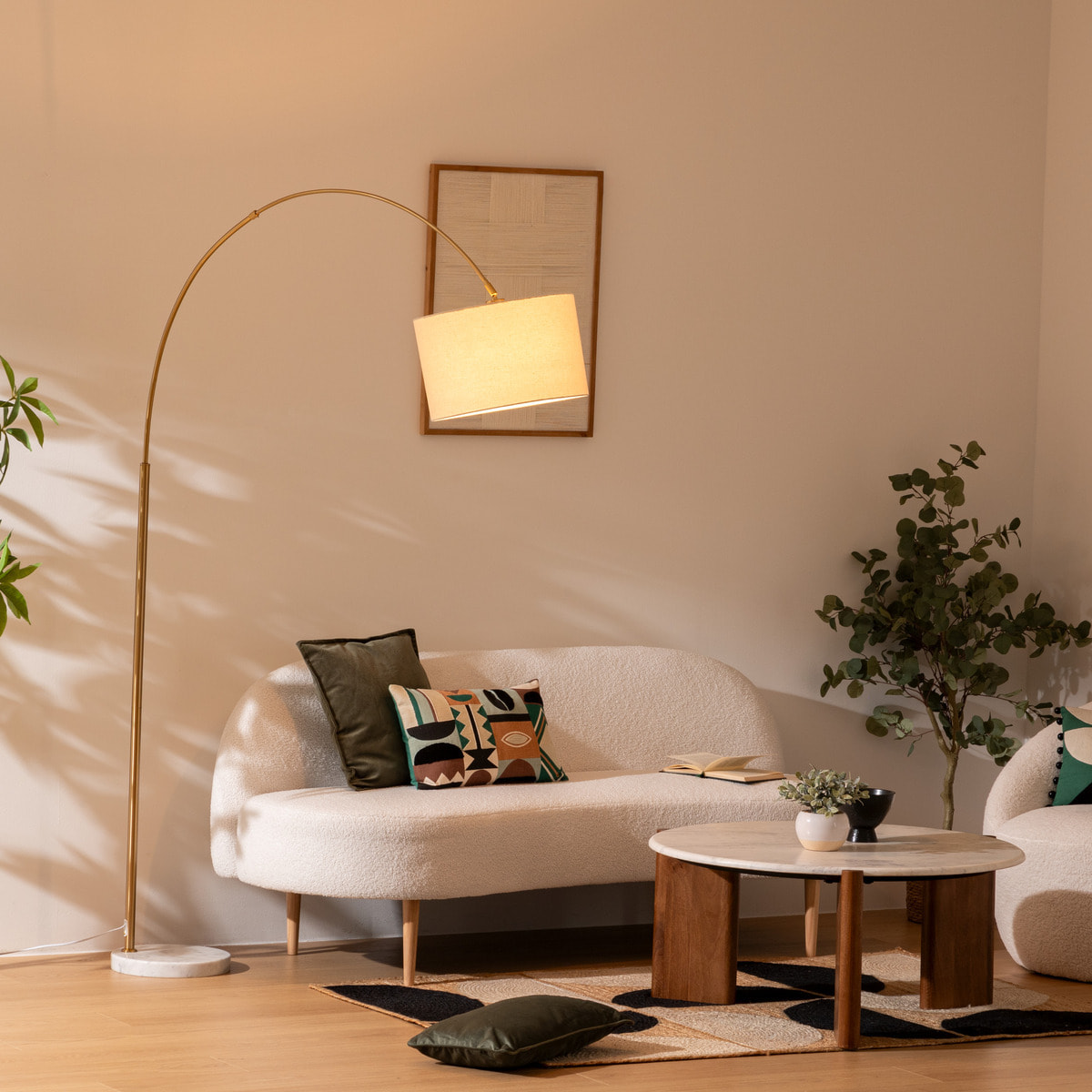 Lampadaire arche "Tilio" doré H195cm