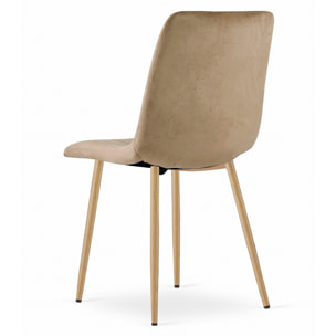 Sedia Lava in velluto marrone con gambe effetto legno