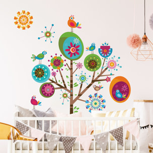 Stickers muraux | Sticker Mural Autocollant - ENFANT ARBRE MULTICOLOR - adhésifs fond transparent