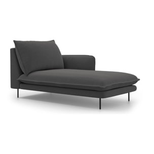 Méridienne droite "Vienna" en tissu structurel gris foncé