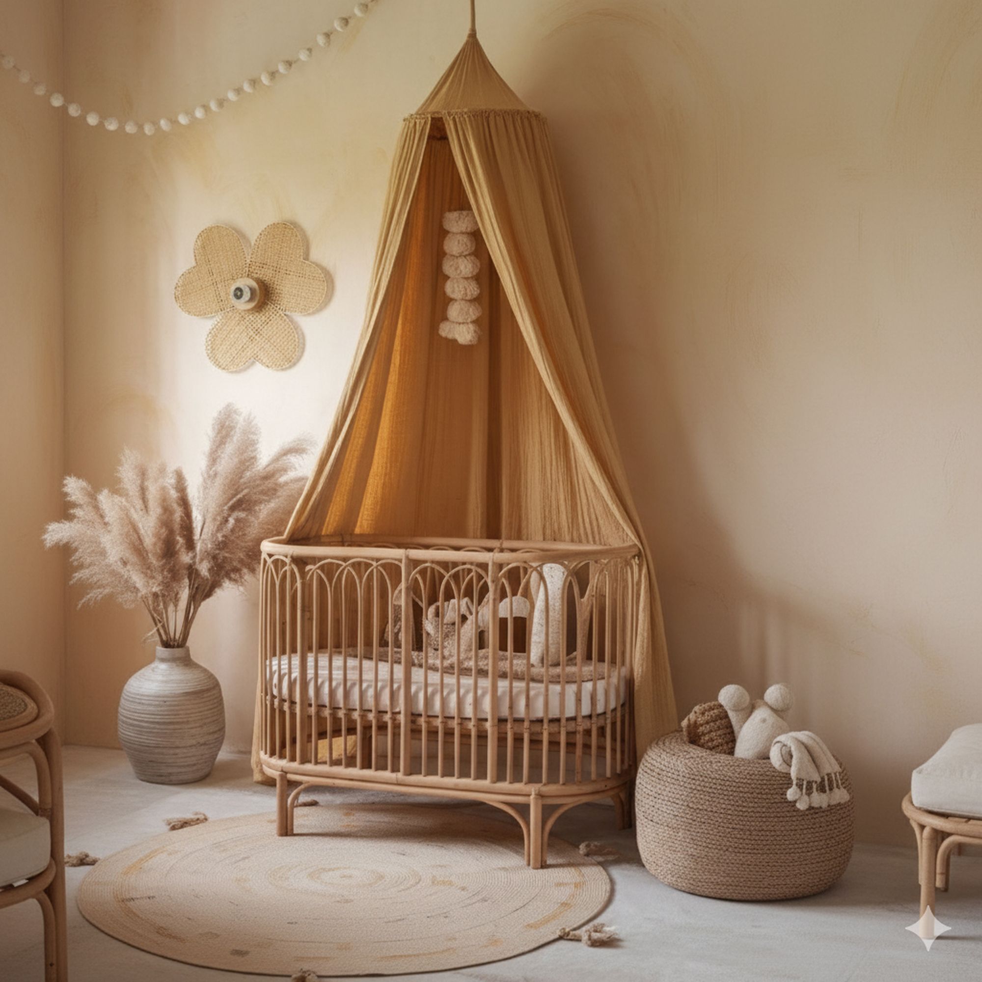 Applique murale en forme de fleur en bambou d45cm PETALI