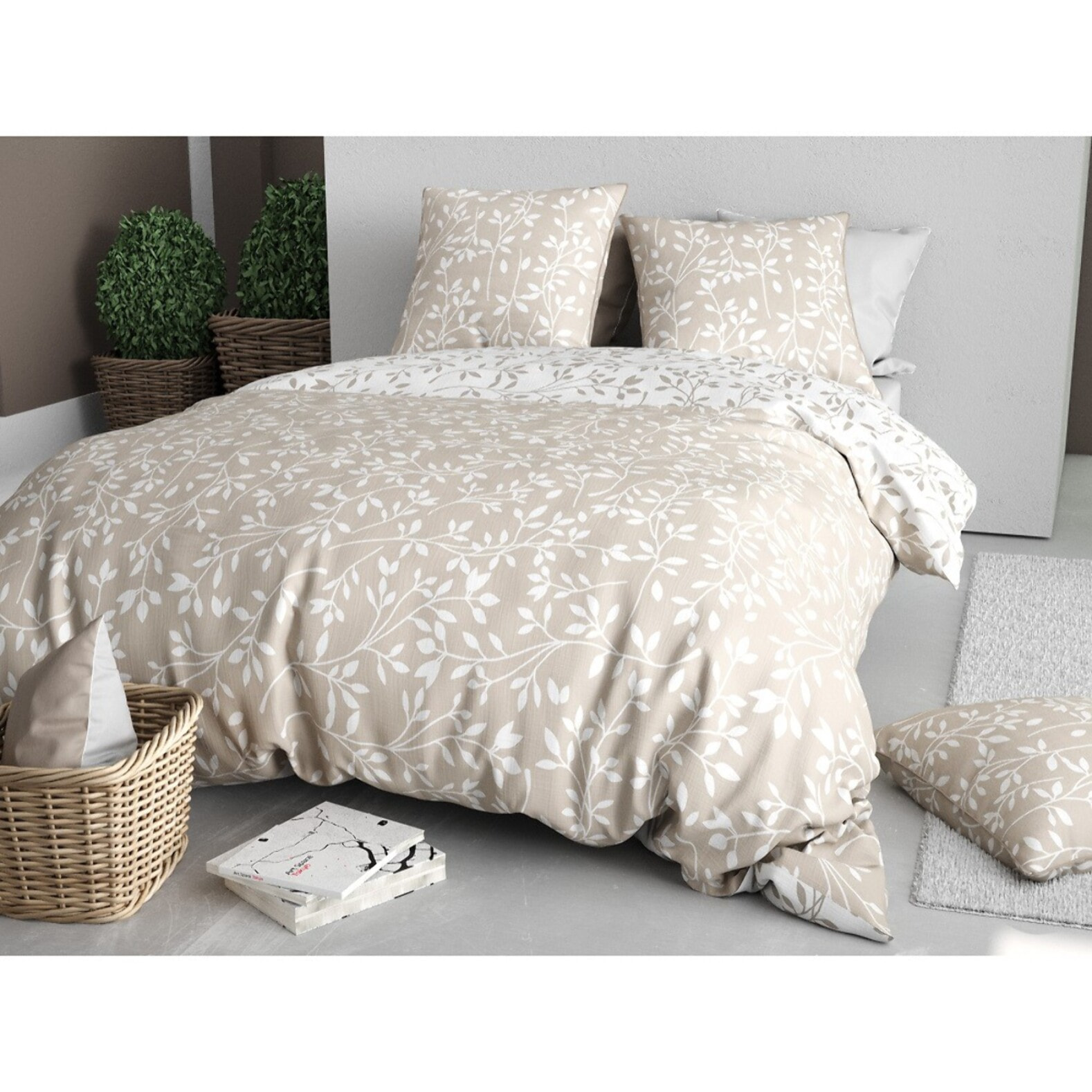 Parure Housse De Couette 3pcs Microfibre Effet Pêche TERENCE