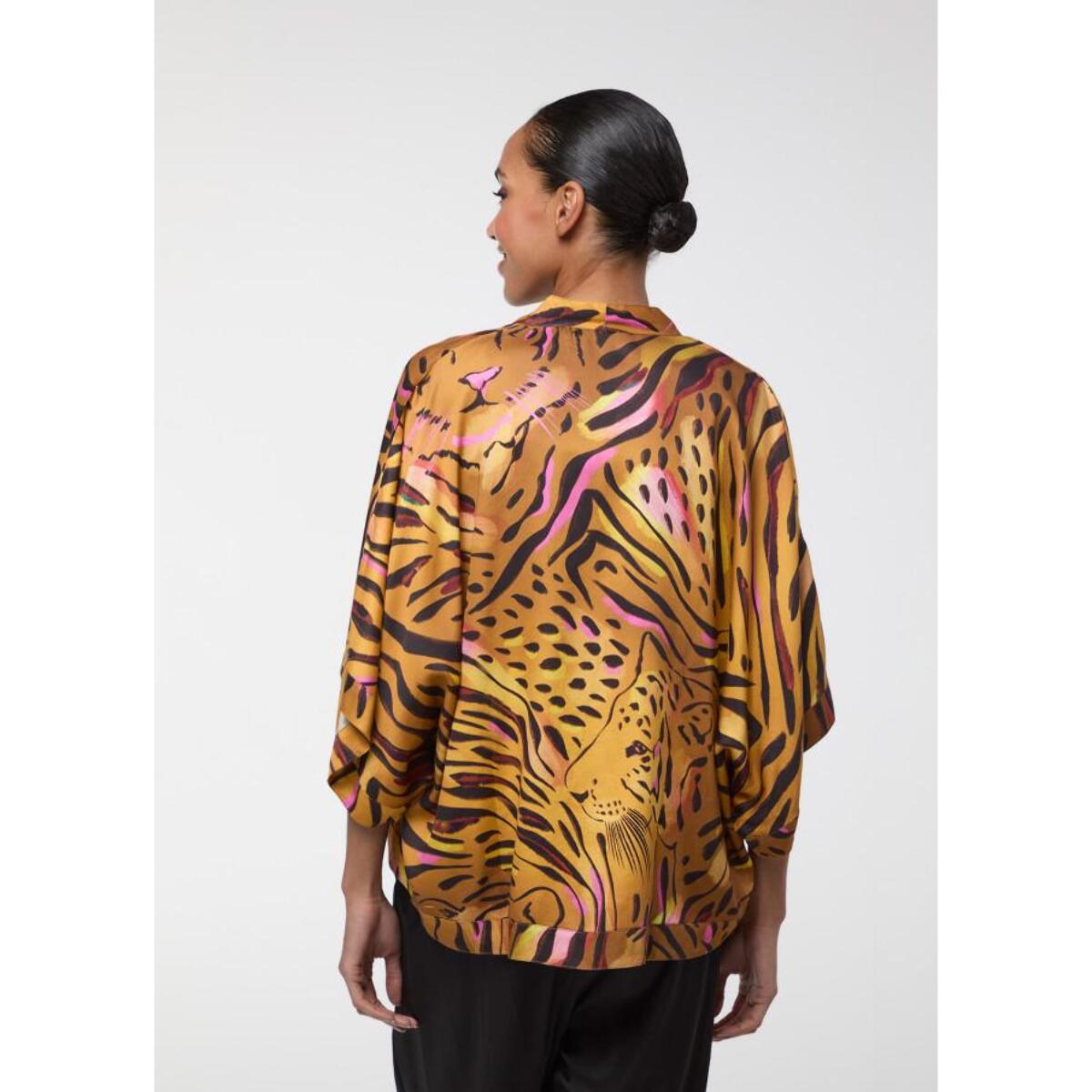 Kimono corto con stampa di tigre