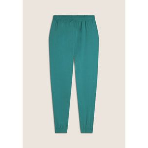 Pantaloni con elastico sul fondo e dettagli floreali