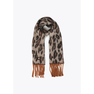 Sciarpa Animalier con Frange