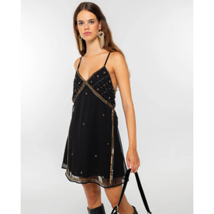 Pendientes colgantes de acero con cadenas doradas y plateadas