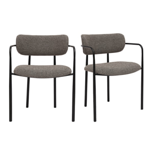 Chaises en tissu texturé taupe et métal noir (lot de 2) SWIFT