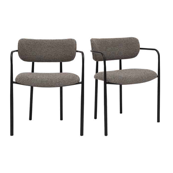 Chaises en tissu texturé taupe et métal noir (lot de 2) SWIFT