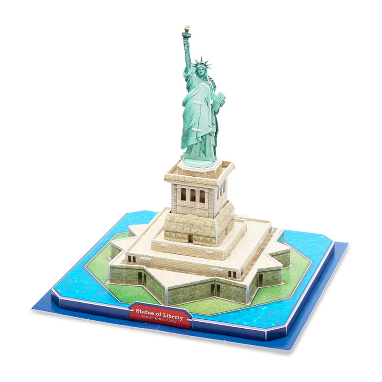 Puzle 3D de cartón de la Estatua de la Libertad en Nueva York. 32 piezas.