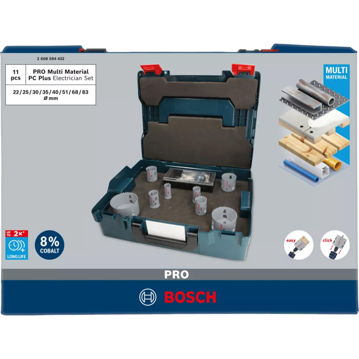 Coffret de scies trépans PRO Multi Material PC Plus - BOSCH - 2608594432