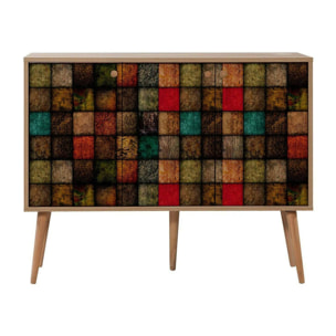 Credenza Dpavarin, Buffet da soggiorno, Madia da salotto, Dispensa da cucina, 120x36h90 cm, Quercia e Multicolore