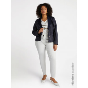 Fiorella Rubino - Blazer gessato con parti in denim - Blu