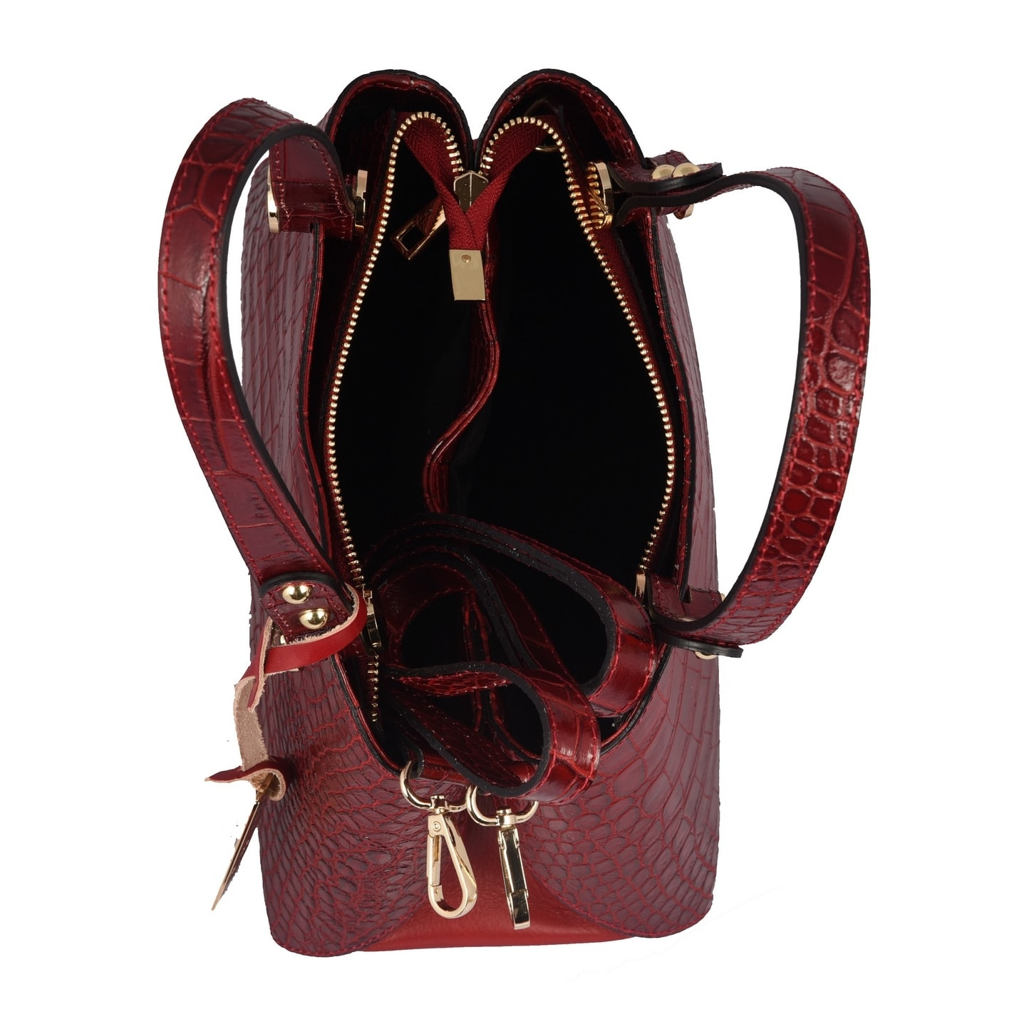 Borse Donna colore Rosso-in pelle Made in Italy 21x26x10cm