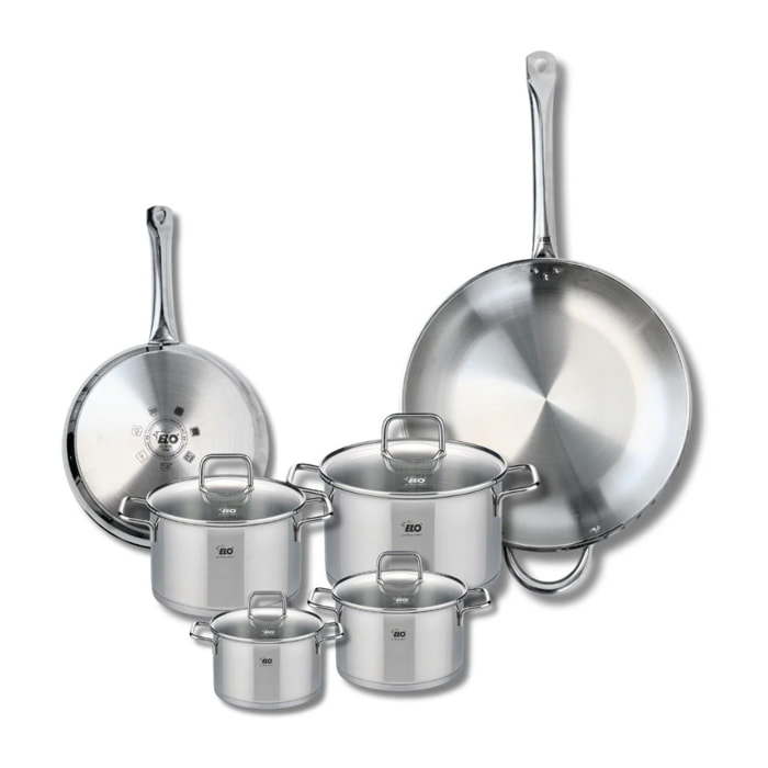 Ensemble de 2 Poêles de cuisson 24 et 32 cm et 4 faitouts 12, 14, 16 et 20 cm Elo Profi Citrin