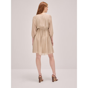 Oltre - Vestido corto cruzado en mezcla de seda - Beige