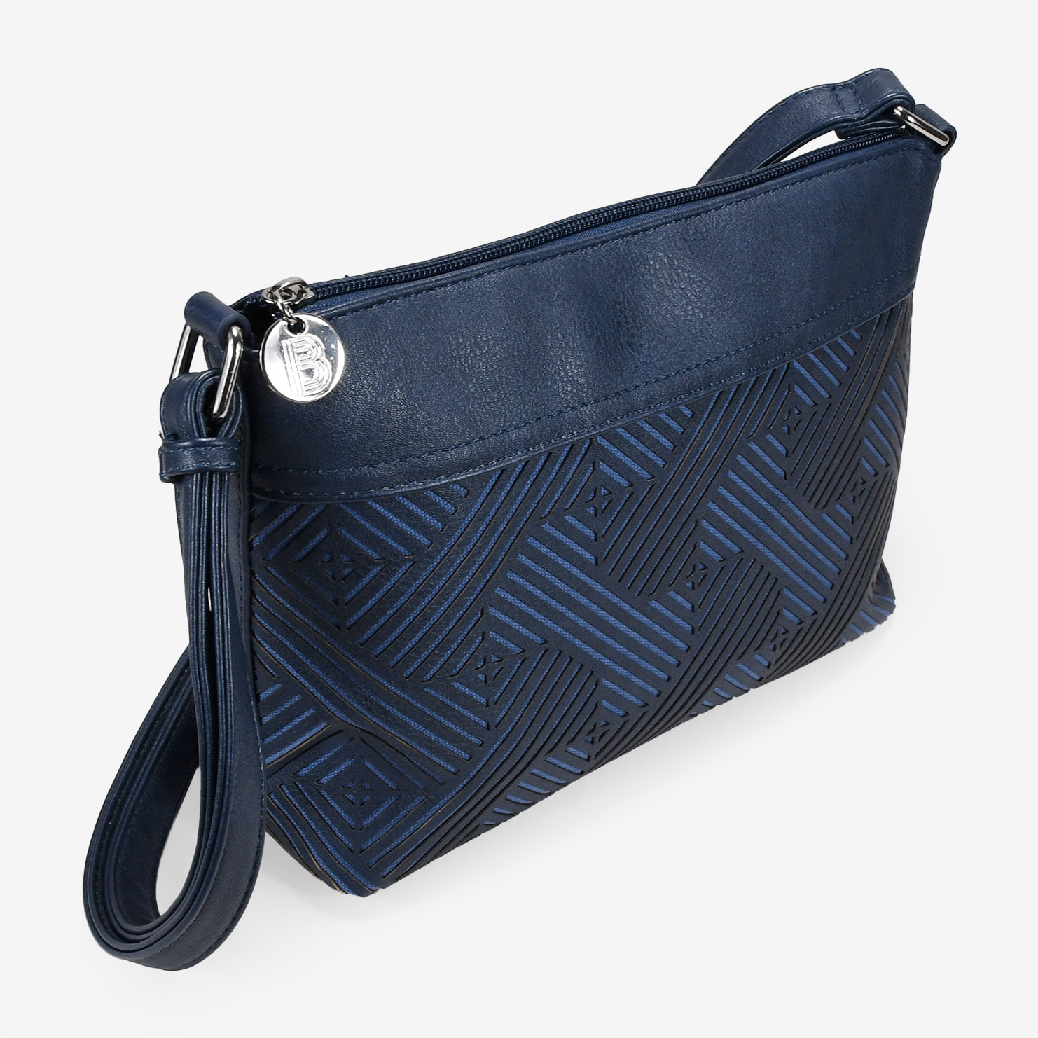 Bolso bandolera azul con cremallera