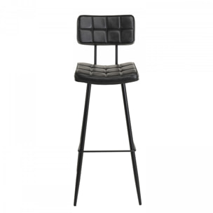 AUGUSTIN - Lot de 2 tabourets de bar James noir hauteur d'assise 80cm