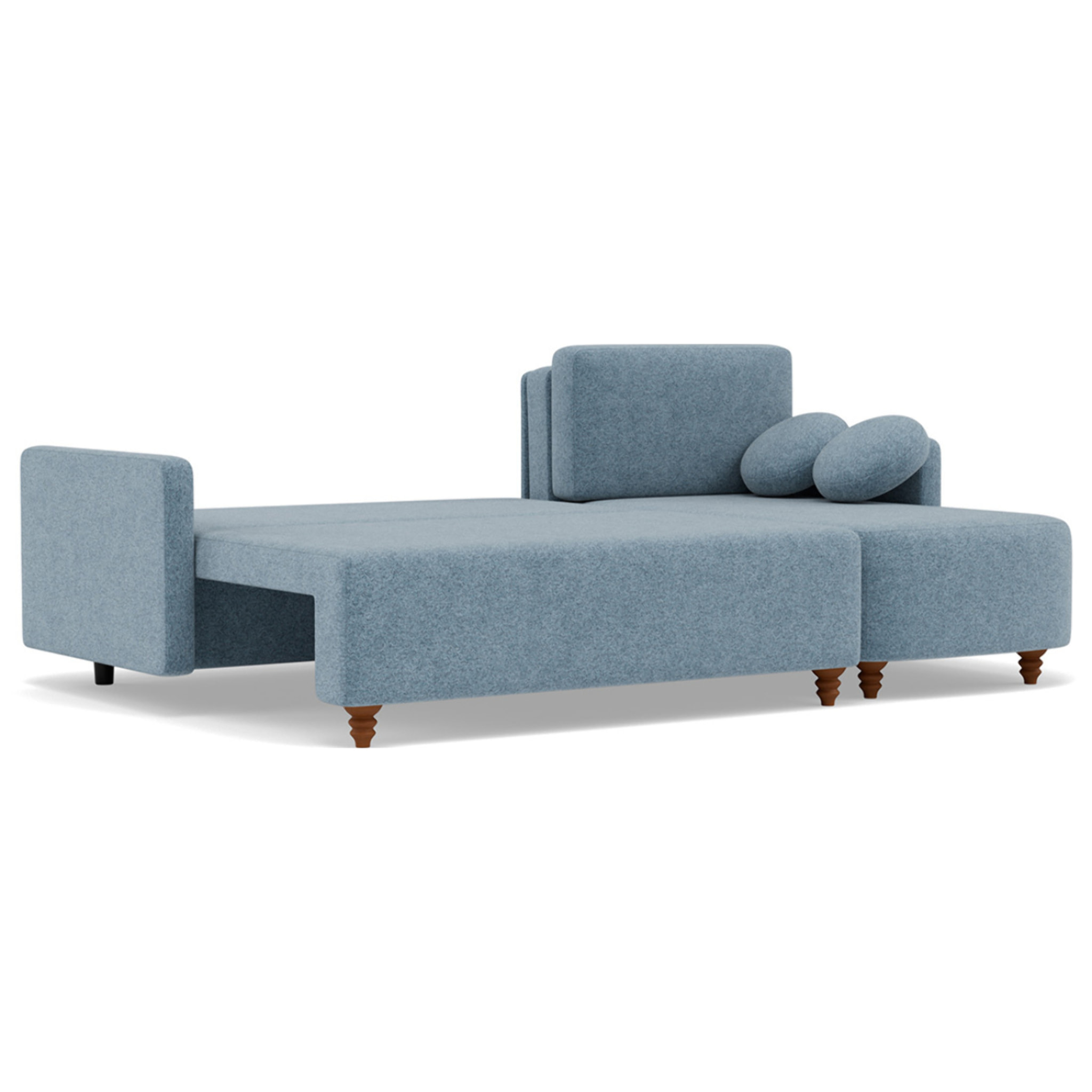 Calypso - canapé d'angle réversible 4 places convertible avec coffre en tissu - Bleu
