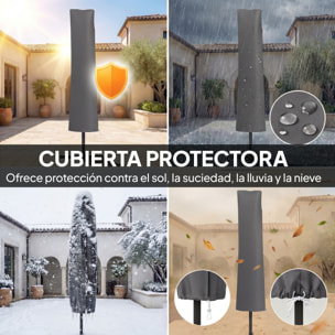 Parasol Excéntrico, Ø300 cm, Sombrilla de Jardín con Base Cruzada, Manivela, Funda Protectora y Cuerdas de Viento, UPF30+, para Terraza, Patio, Gris Oscuro
