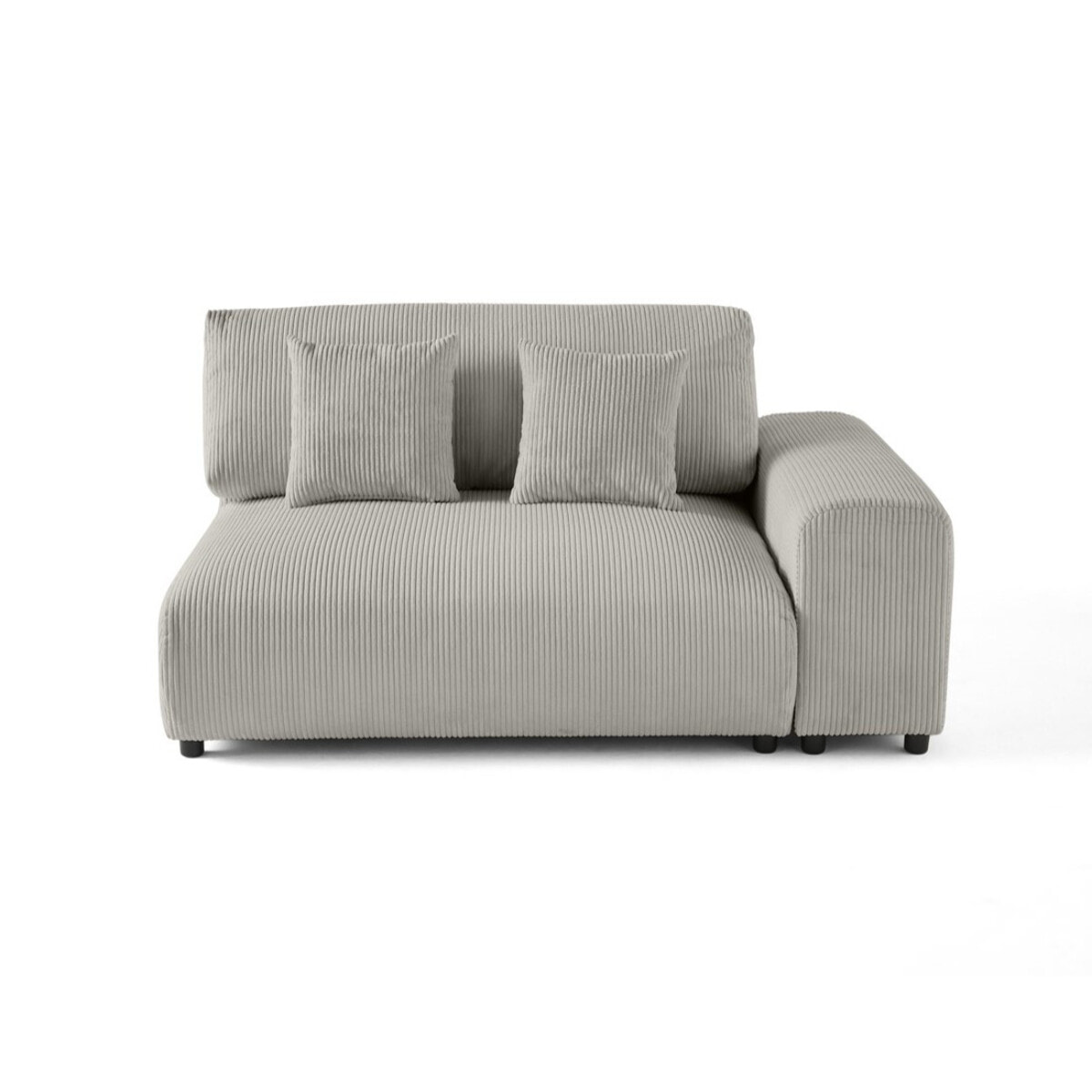 Garance - module d'assise 2 places avec accoudoir droit - en velours côtelé - Gris clair