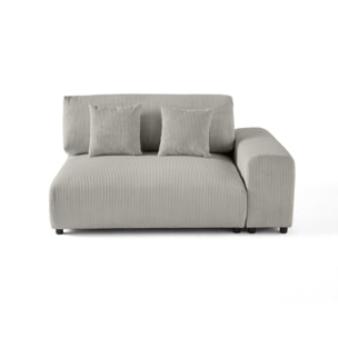 Garance - module d'assise 2 places avec accoudoir droit - en velours côtelé - Gris clair
