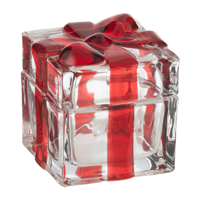 J-Line pot de conservation/photophore Cadeau- verre - rouge - small