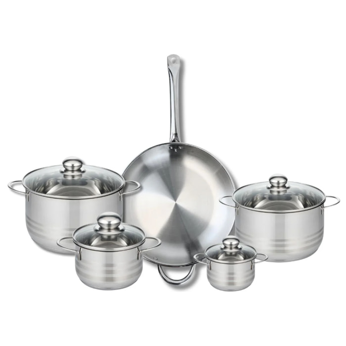 Ensemble de 1 Poêle de cuisson 32 cm et 4 faitouts 14, 16, 20 et 24 cm Elo Profi Brillant