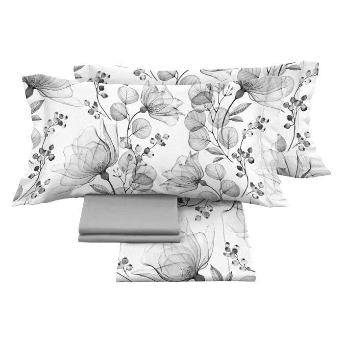 Completo letto matrimoniale in raso stampato Angelica