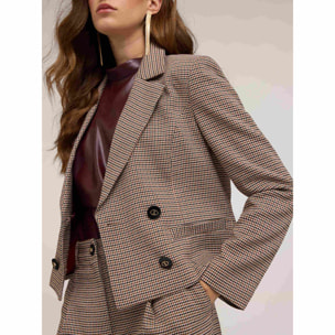 Motivi - Giacca corta doppiopetto fantasia check - Beige