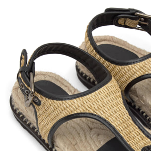 Sandalia de dedo Tamesis en rafia trenzada con suela de yute y goma