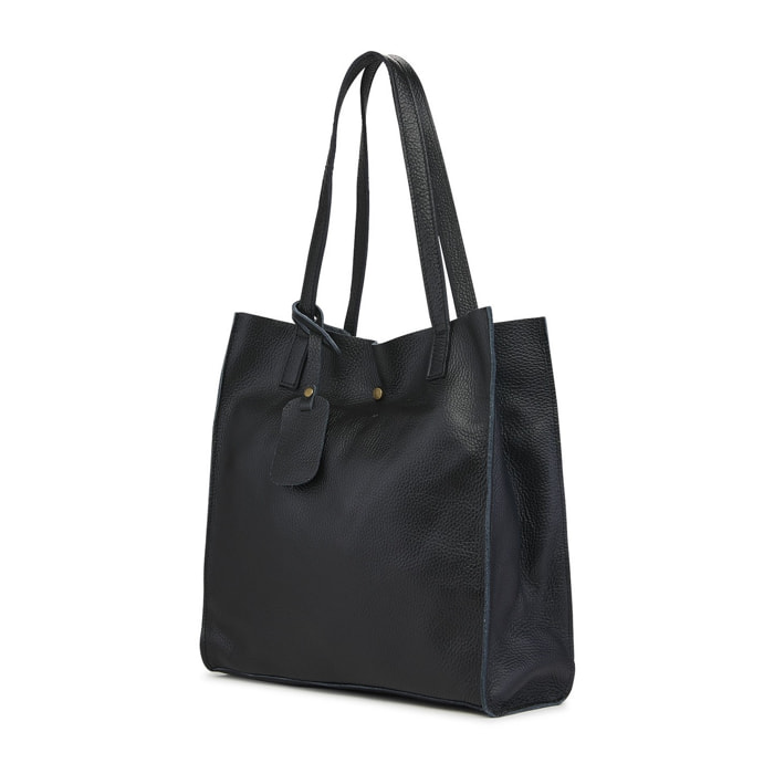 Borse Donna colore Nero-in pelle Made in Italy 33x38x15cm