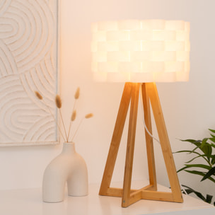 Lampe "Moki" - bambou et blanc H55 cm