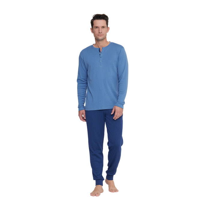 Pigiama uomo brooklyn in caldo cotone con collo quattro bottoni Noidinotte