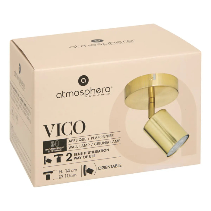 Applique murale/plafonnier Vico doré 10x10cm