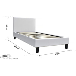 Lit "Lina" - 90 x 190 cm - Blanc